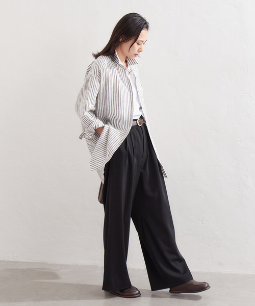 JOURNAL STANDARD（ジャーナルスタンダード）の「《追加2》ソフトゼフィールリネンシャツ（シャツ/ブラウス・レディース・ベージュ/ネイビー/ブラウン/レッド・FREE）」の14枚目の写真