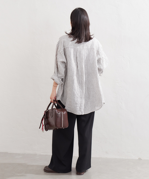 JOURNAL STANDARD（ジャーナルスタンダード）の「《追加2》ソフトゼフィールリネンシャツ（シャツ/ブラウス・レディース・ベージュ/ネイビー/ブラウン/レッド・FREE）」の15枚目の写真