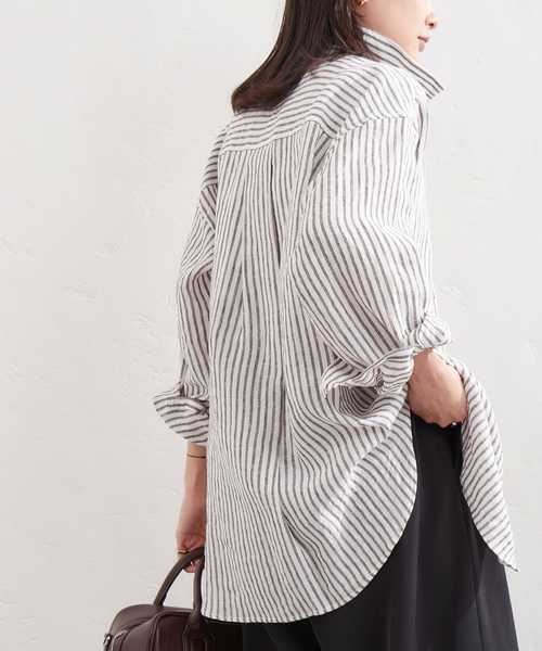 JOURNAL STANDARD（ジャーナルスタンダード）の「《追加2》ソフトゼフィールリネンシャツ（シャツ/ブラウス・レディース・ベージュ/ネイビー/ブラウン/レッド・FREE）」の17枚目の写真