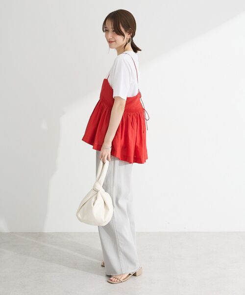 Green　Parks（グリーンパークス）の「インド綿 ピンタックレースビスチェ（キャミソール・レディース・オフホワイト/ブラック/レッド・FREE）」の5枚目の写真