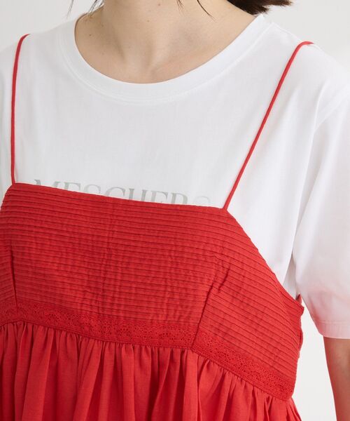 Green　Parks（グリーンパークス）の「インド綿 ピンタックレースビスチェ（キャミソール・レディース・オフホワイト/ブラック/レッド・FREE）」の10枚目の写真