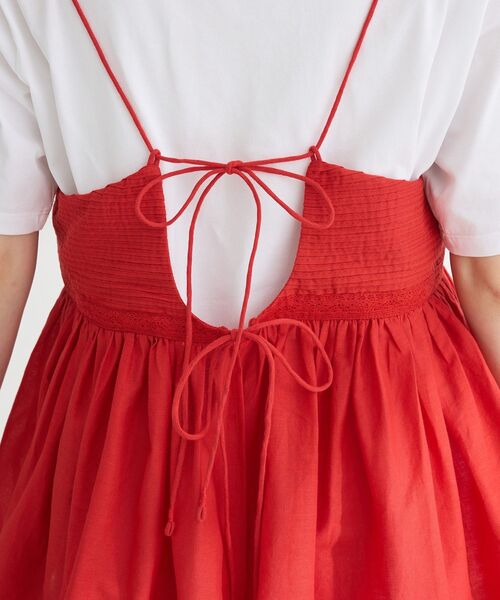 Green　Parks（グリーンパークス）の「インド綿 ピンタックレースビスチェ（キャミソール・レディース・オフホワイト/ブラック/レッド・FREE）」の11枚目の写真