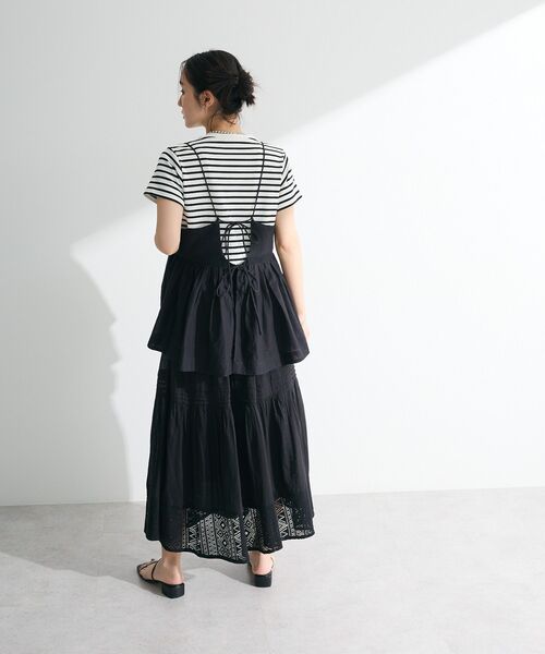 Green　Parks（グリーンパークス）の「インド綿 ピンタックレースビスチェ（キャミソール・レディース・オフホワイト/ブラック/レッド・FREE）」の15枚目の写真