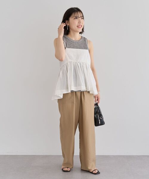 Green　Parks（グリーンパークス）の「インド綿 ピンタックレースビスチェ（キャミソール・レディース・オフホワイト/ブラック/レッド・FREE）」の22枚目の写真