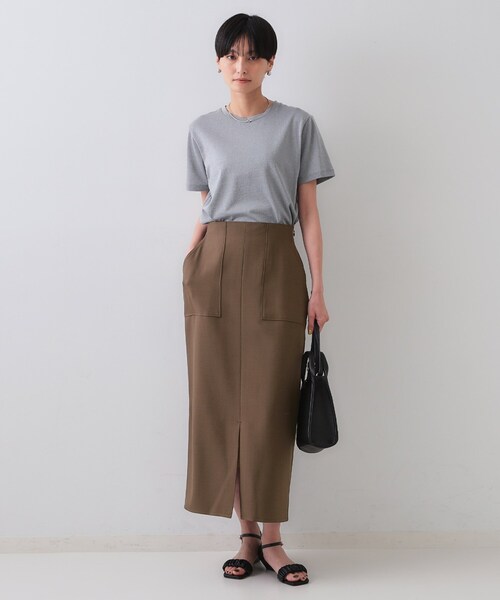 OPAQUE.CLIP（オペークドットクリップ）の「リネンライクストレッチタイトスカート【洗濯機洗い可】（スカート・レディース・ブラック/ブラウン系その他/ライトベージュ・36/38/40/42）」の5枚目の写真