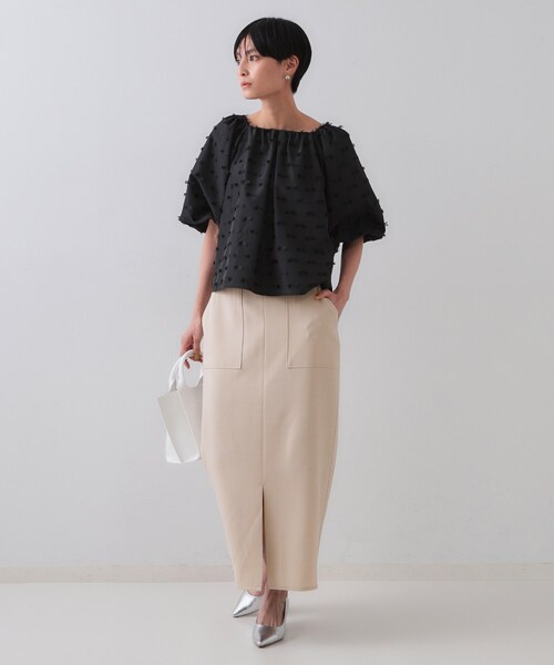 OPAQUE.CLIP（オペークドットクリップ）の「リネンライクストレッチタイトスカート【洗濯機洗い可】（スカート・レディース・ブラック/ブラウン系その他/ライトベージュ・36/38/40/42）」の9枚目の写真