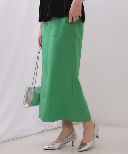 セール】リネンライクストレッチタイトスカート【洗濯機洗い可