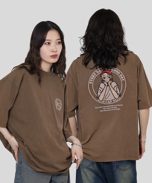 Red Cap Girl(レッドキャプガール)の「RED CAP GIRL 天竺 ピグメント加工 Tシャツ(Tシャツ/カットソー・メンズ・ブラック/ピンク/ブルー/ブラウン・LL/M/L)」の2枚目の写真