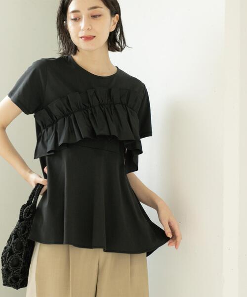 OPAQUE.CLIP（オペークドットクリップ）の「フリルドッキングペプラムトップス【接触冷感/洗濯機洗い可】（Tシャツ/カットソー・レディース・ブラック/チャコールグレー/ホワイト/イエロー系その他・38/40/42）」の19枚目の写真