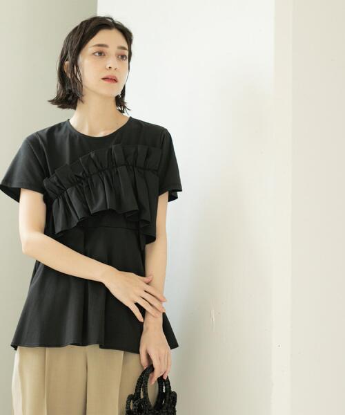 OPAQUE.CLIP（オペークドットクリップ）の「フリルドッキングペプラムトップス【接触冷感/洗濯機洗い可】（Tシャツ/カットソー・レディース・ブラック/チャコールグレー/ホワイト/イエロー系その他・38/40/42）」の20枚目の写真