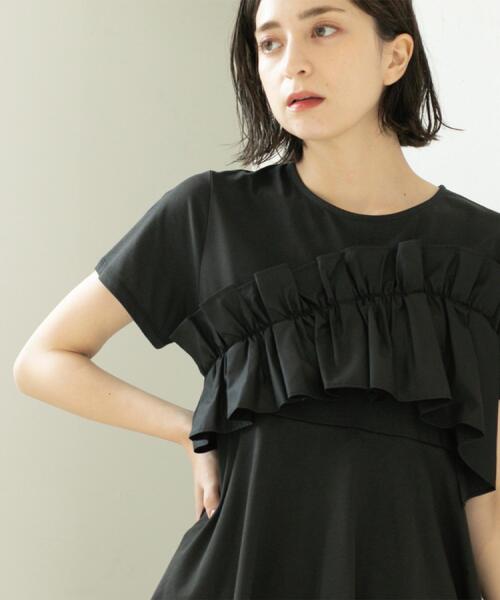 OPAQUE.CLIP（オペークドットクリップ）の「フリルドッキングペプラムトップス【接触冷感/洗濯機洗い可】（Tシャツ/カットソー・レディース・ブラック/チャコールグレー/ホワイト/イエロー系その他・38/40/42）」の21枚目の写真