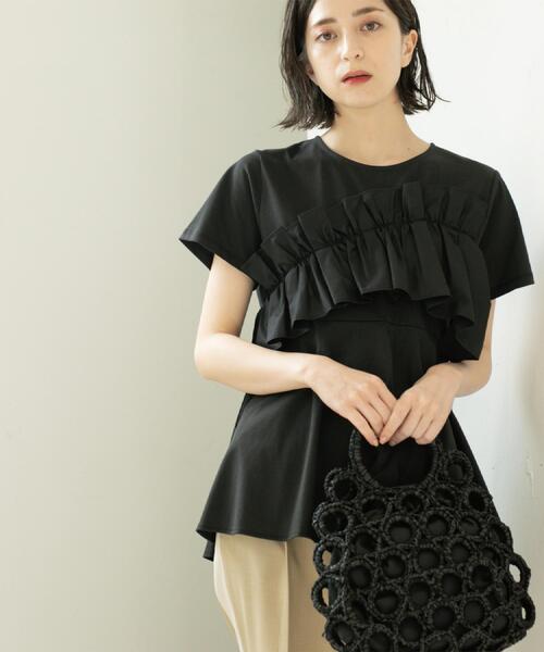 OPAQUE.CLIP（オペークドットクリップ）の「フリルドッキングペプラムトップス【接触冷感/洗濯機洗い可】（Tシャツ/カットソー・レディース・ブラック/チャコールグレー/ホワイト/イエロー系その他・38/40/42）」の22枚目の写真