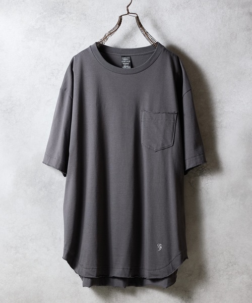 セール】PREMIUM COTTON CURVED HEM POCKET T-SHIRT