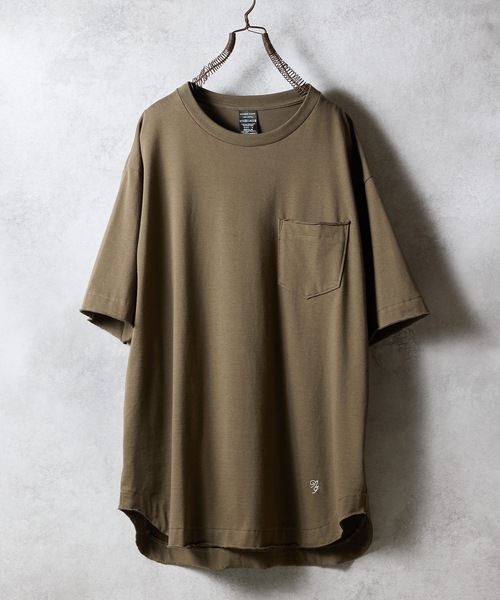 セール】PREMIUM COTTON CURVED HEM POCKET T-SHIRT