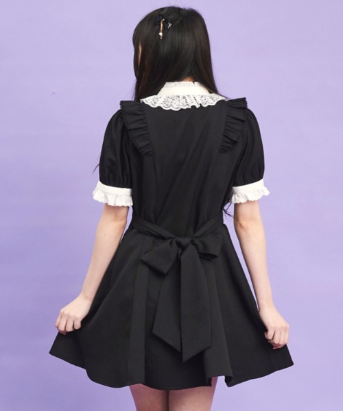 Secret Honey（シークレットハニー）の「アクセサリーリボン半袖レースフリルワンピース（ワンピース・レディース・ストライプ/ブラックミックス/ブラック・MEDIUM）」の11枚目の写真