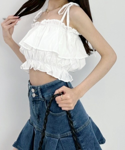 セール】フリルギャザーキャミソール（キャミソール）｜Teem Store