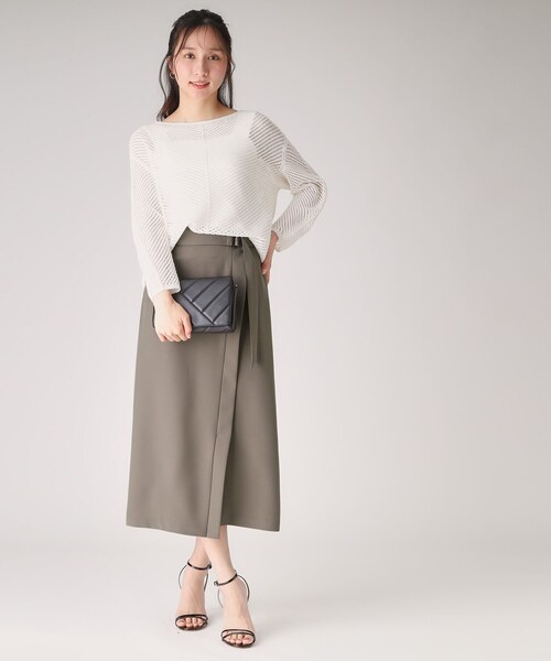 COUP DE CHANCE（クードシャンス）の「【洗える／日本製】ラップ風デザインスカート（スカート・レディース・ナチュラル/ダークブラウン/スミクロ・34/36/38/40）」の6枚目の写真