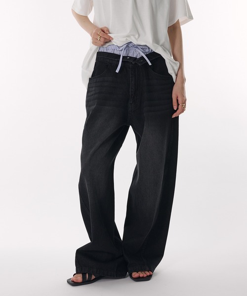 MUHET（ミュエータ）の「fold-over waist denim pants / ウエスト