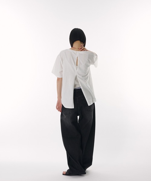 MUHET（ミュエータ）の「fold-over waist denim pants / ウエスト折り返しデニムパンツ（デニムパンツ・レディース・ブラック/インディゴブルー・MEDIUM/LARGE/SMALL）」の19枚目の写真