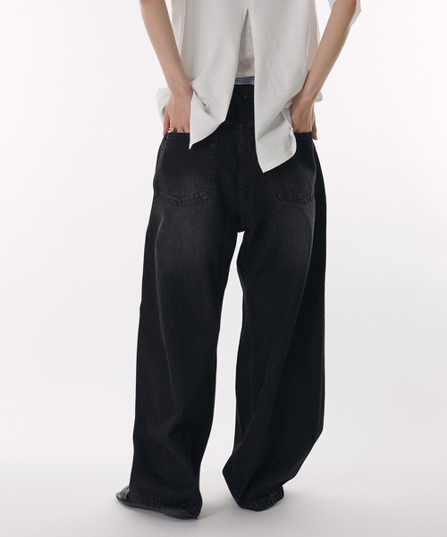 MUHET（ミュエータ）の「fold-over waist denim pants / ウエスト折り返しデニムパンツ（デニムパンツ・レディース・ブラック/インディゴブルー・MEDIUM/LARGE/SMALL）」の16枚目の写真