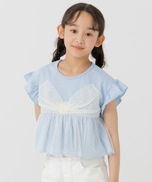 リボンチュール 袖フリルTシャツ