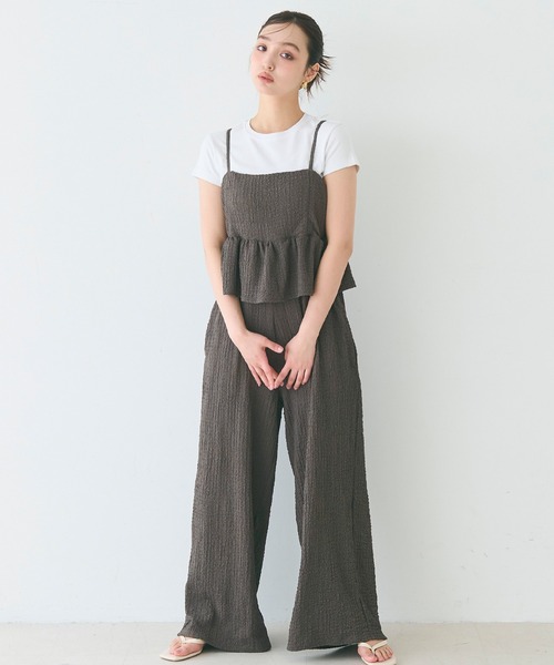 Kastane オールインワン 「2サイズ展開/低身長サイズ」ギャザー