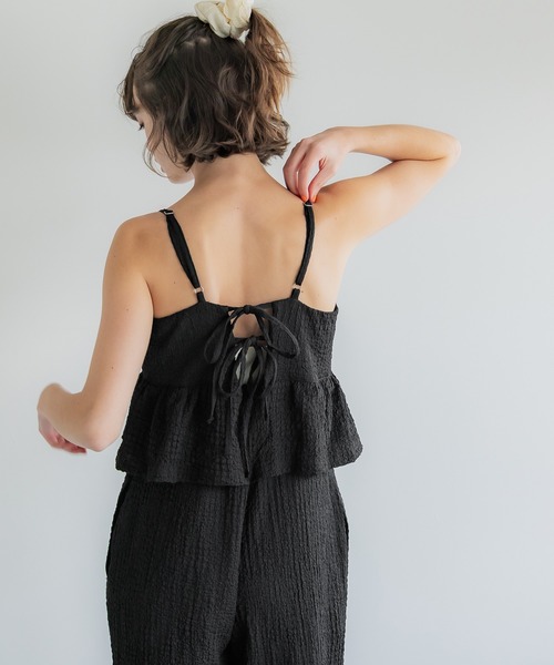 coca(coca)(コカ)の「ペプラムクロスシャーリングオールインワン/吸水速乾(つなぎ/オールインワン・レディース・ブラック/チャコール・S/M/L)」の6枚目の写真