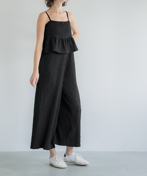 coca(coca)(コカ)の「ペプラムクロスシャーリングオールインワン/吸水速乾(つなぎ/オールインワン・レディース・ブラック/チャコール・S/M/L)」の8枚目の写真