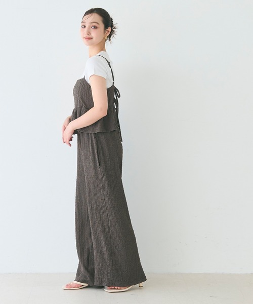 coca(coca)(コカ)の「ペプラムクロスシャーリングオールインワン/吸水速乾(つなぎ/オールインワン・レディース・ブラック/チャコール・S/M/L)」の12枚目の写真