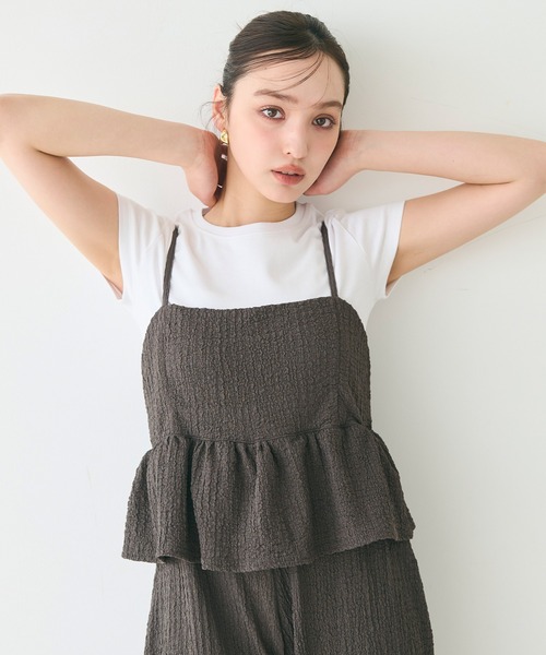 coca(coca)(コカ)の「ペプラムクロスシャーリングオールインワン/吸水速乾(つなぎ/オールインワン・レディース・ブラック/チャコール・S/M/L)」の13枚目の写真