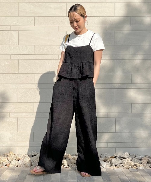 coca(coca)(コカ)の「ペプラムクロスシャーリングオールインワン/吸水速乾(つなぎ/オールインワン・レディース・ブラック/チャコール・S/M/L)」の22枚目の写真