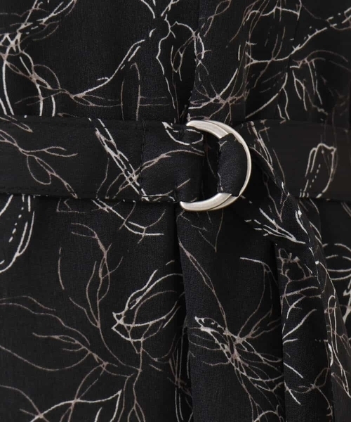 セール】ラインフラワープリントワンピース/洗える/WEB限定サイズあり