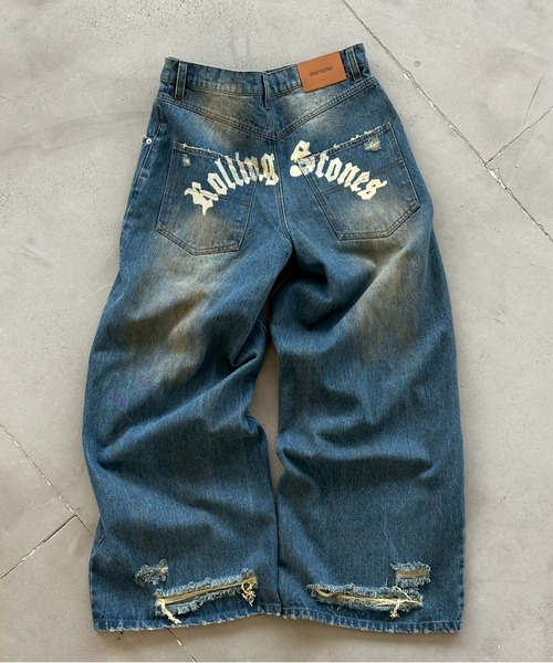 パンツ fuga cross design damaged denim size46 セール】CROSS DAMAGE DENIM PANTS クロスダメージデニムパンツ