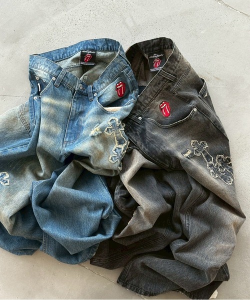 パンツ fuga cross design damaged denim size46 CROSS DAMAGE DENIM PANTS クロスダメージデニムパンツ（デニム