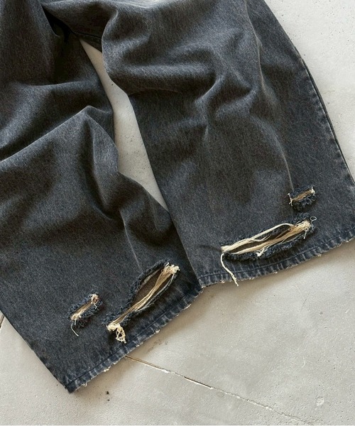 CROSS DAMAGE DENIM PANTS クロスダメージデニムパンツ（デニム