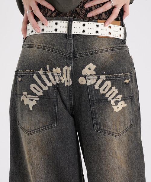 Perushu(ペルーシュ)の「CROSS DAMAGE DENIM PANTS クロスダメージデニムパンツ(デニムパンツ・メンズ・ブラック/インディゴブルー・LARGE/SMALL/MEDIUM)」の21枚目の写真