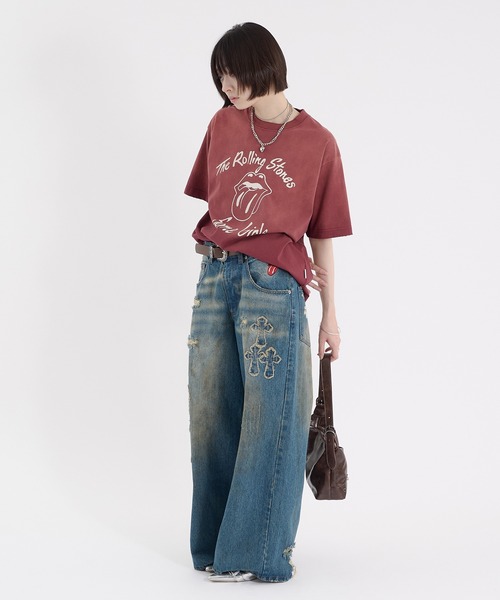 パンツ fuga cross design damaged denim size46 セール】CROSS DAMAGE DENIM PANTS クロスダメージデニムパンツ