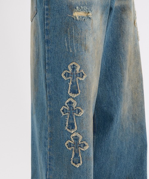 パンツ fuga cross design damaged denim size46 パンツ fuga cross design damaged denim size46 セール】CROSS