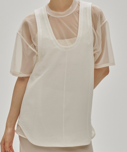 TODAYFUL(トゥデイフル)の「Back Satin Tanktop(タンクトップ・レディース・ホワイト/チャコールグレー・FREE)」の2枚目の写真