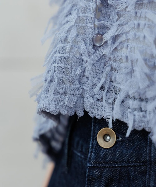 flower（フラワー）の「フラッフィーチュールトップ（キャミソール・レディース・アイボリー/グレー・FREE）」の10枚目の写真