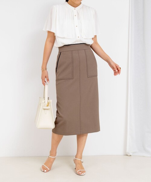 NOLLEY’S Sophi（ノーリーズソフィ）の「ウォッシャブル配色パイピングタイトスカート（スカート・レディース・アイボリー/カーキ/ベビーピンク/ブラック・34/36/38/40）」の10枚目の写真