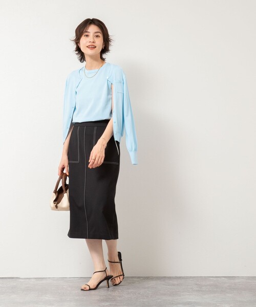 NOLLEY’S Sophi（ノーリーズソフィ）の「ウォッシャブル配色パイピングタイトスカート（スカート・レディース・アイボリー/カーキ/ベビーピンク/ブラック・34/36/38/40）」の12枚目の写真