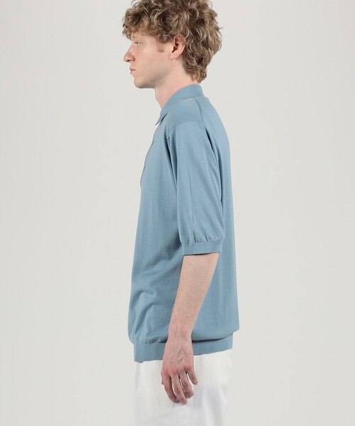 TOMORROWLAND (トゥモローランド)の「【別注】JOHN SMEDLEY コットン ポロカラーニット(ニット/セーター・メンズ・ライトブルー/グレイッシュベージュ/ブラック/ダークグリーン/レッド系その他/ネイビー・L/M/S)」の9枚目の写真