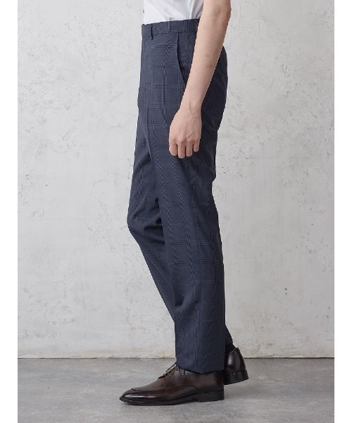 Perfect Suit FActory（パーフェクトスーツファクトリー）の「【洗える】ノータックスラックス　グレンチェック柄　グレー/ネイビー（スラックス・メンズ・ネイビー/チャコールグレー・94/76/88/73/79/82/91/85）」の5枚目の写真