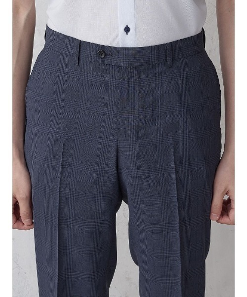 Perfect Suit FActory（パーフェクトスーツファクトリー）の「【洗える】ノータックスラックス　グレンチェック柄　グレー/ネイビー（スラックス・メンズ・ネイビー/チャコールグレー・94/76/88/73/79/82/91/85）」の6枚目の写真