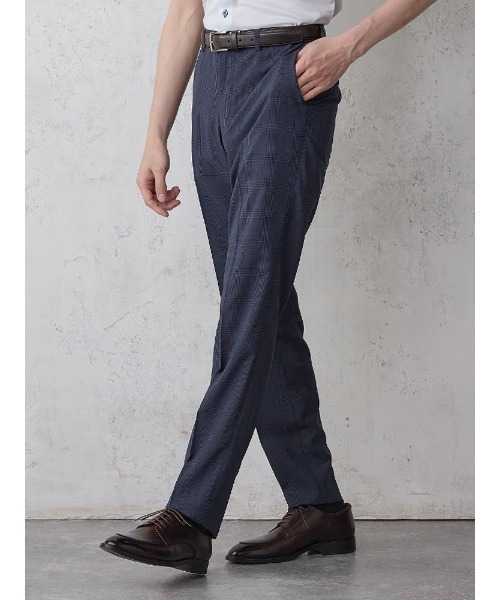 Perfect Suit FActory（パーフェクトスーツファクトリー）の「【洗える】ノータックスラックス　グレンチェック柄　グレー/ネイビー（スラックス・メンズ・ネイビー/チャコールグレー・94/76/88/73/79/82/91/85）」の11枚目の写真