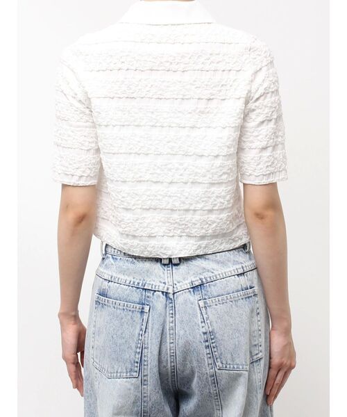 CALNAMUR（カルナムール）の「シャツカラーギャザーリボンカットソー（シャツ/ブラウス・レディース・ブラック/ホワイト・FREE）」の7枚目の写真