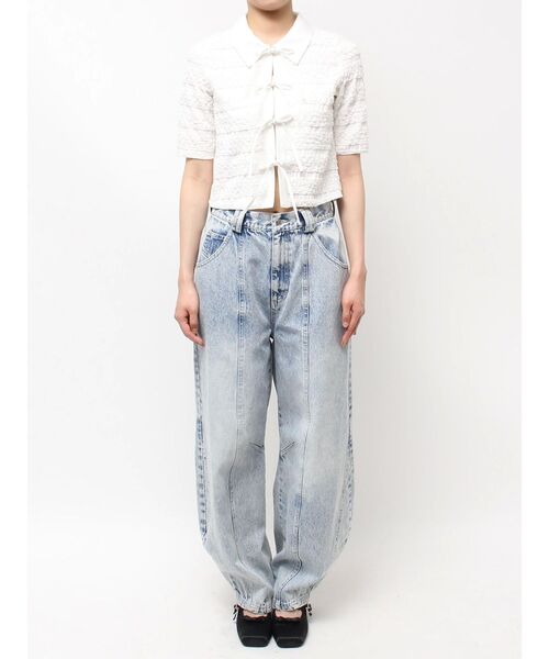 CALNAMUR（カルナムール）の「シャツカラーギャザーリボンカットソー（シャツ/ブラウス・レディース・ブラック/ホワイト・FREE）」の13枚目の写真