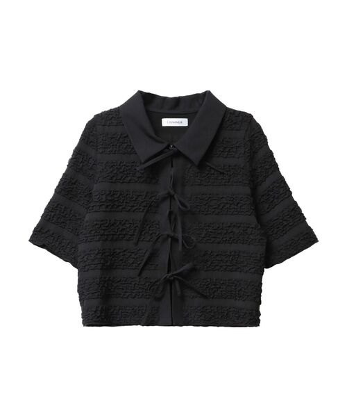 CALNAMUR（カルナムール）の「シャツカラーギャザーリボンカットソー（シャツ/ブラウス・レディース・ブラック/ホワイト・FREE）」の16枚目の写真