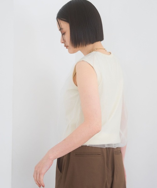 A part by（アパートバイ）の「ニットチュールレイヤードノースリーブ（ニット/セーター・レディース・グレー系その他/ブラック/アイボリー・FREE）」の8枚目の写真